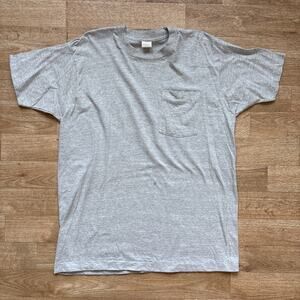 Vintage Fruit Of The Loom T-Shirt NOS Pocket Tee Shirt Deadstock Gray 94/6 XL